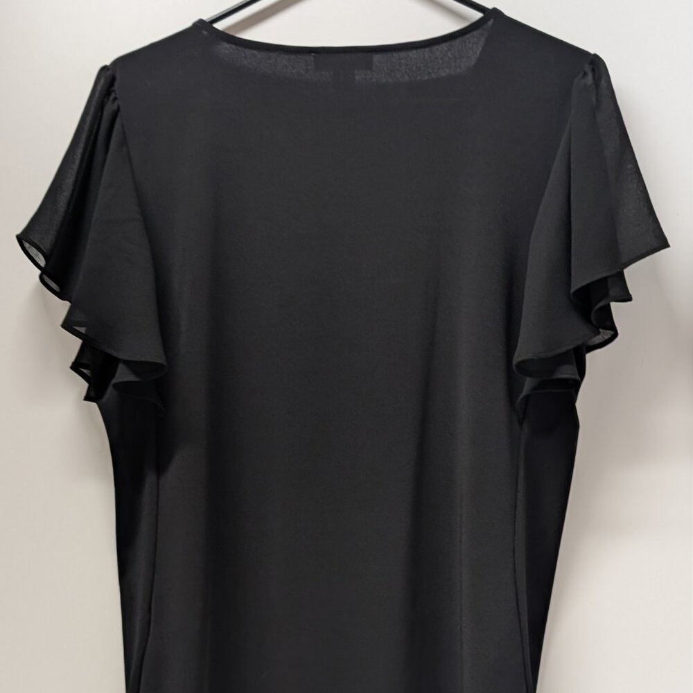 Calvin Klein Flutter Sleeve Blouse In Black - image 8